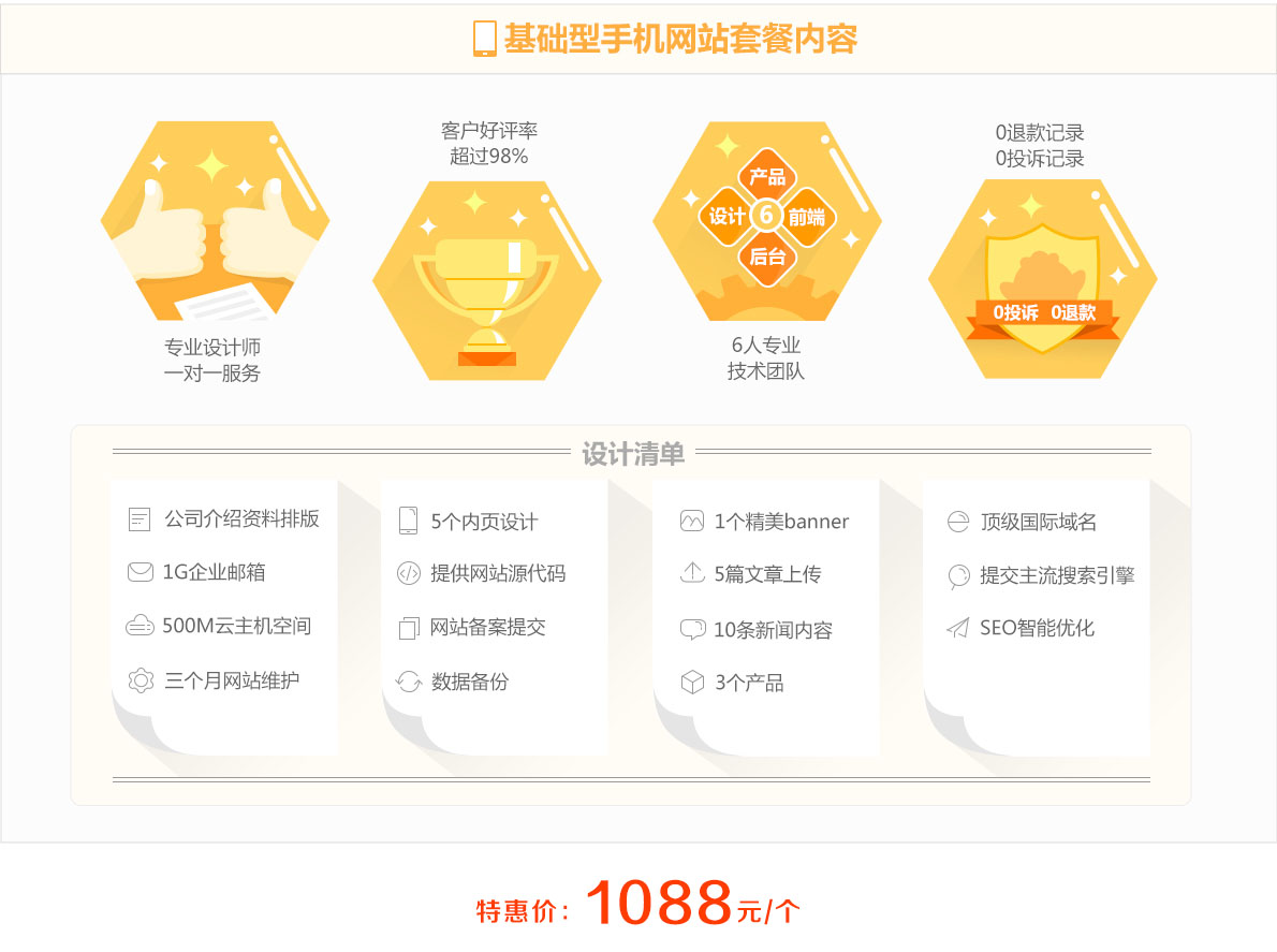 基础型手机网站建设套餐